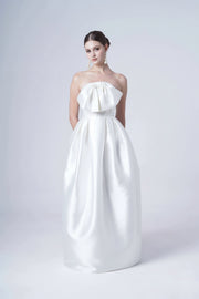Ophelia Bridesmaid Dress in Ivory Satin Twill