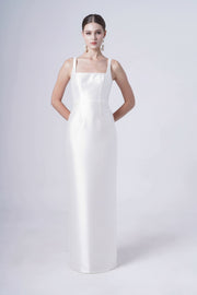 Savoy Bridesmaid Dress in Ivory Satin Twill