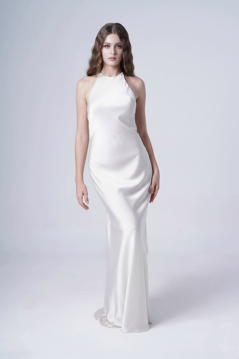 Mira Bridesmaid Dress in Ivory Satin
