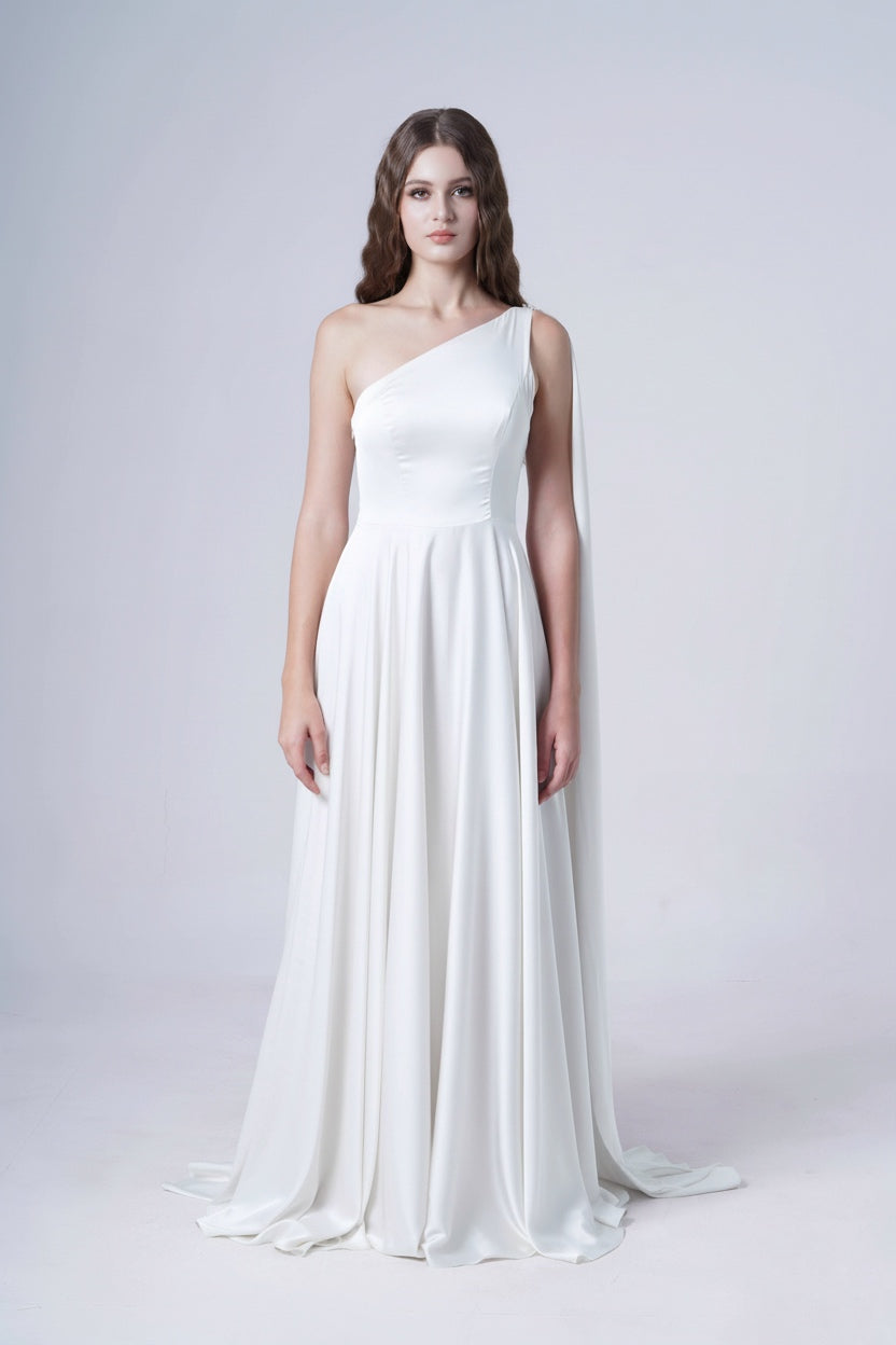 Lyra Bridesmaid Dress in Ivory Satin