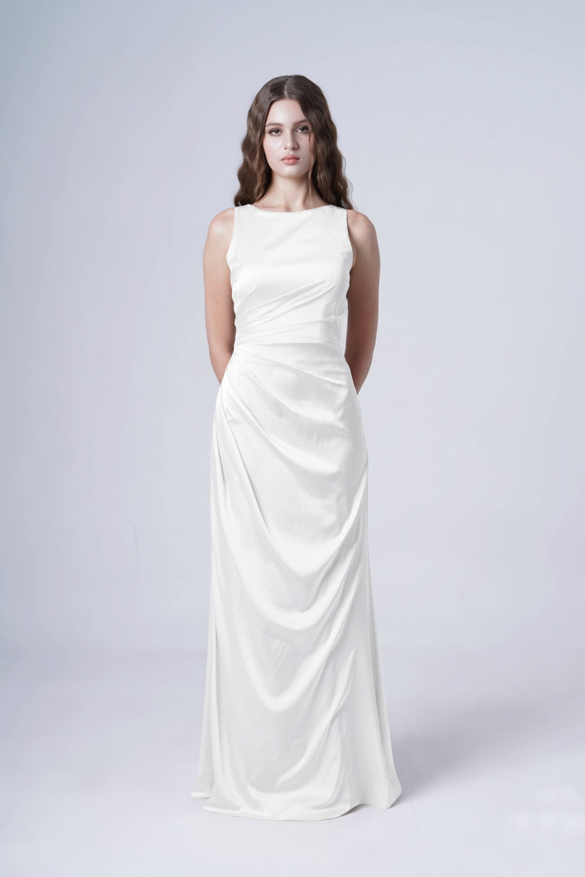 Nala Bridesmaid Dress in Ivory Satin