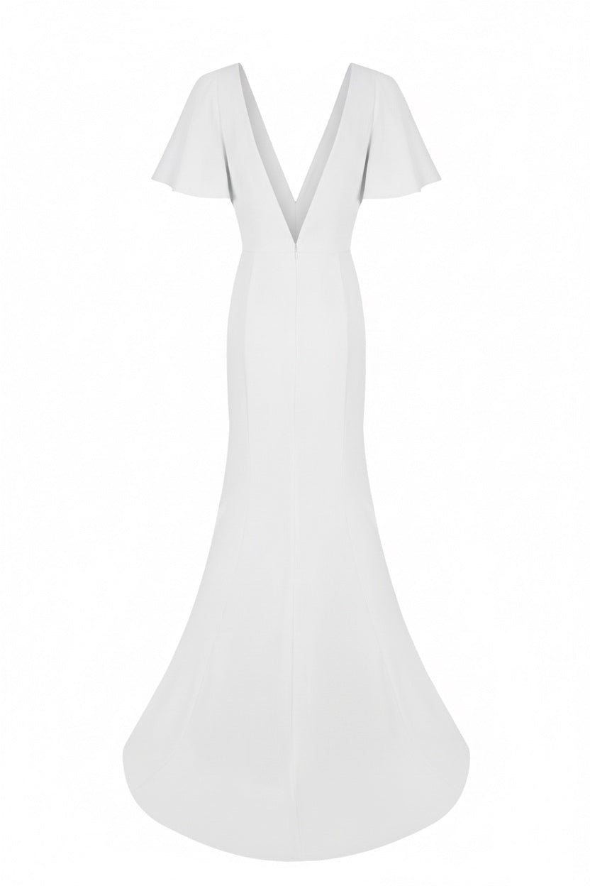 Celeste Moss Crepe Dress in Ivory