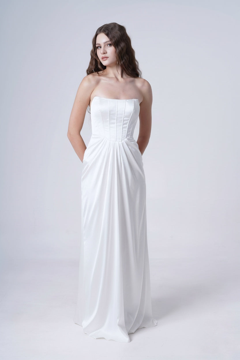 Selena Bridesmaid Dress in Ivory Satin