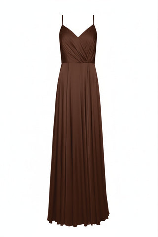 Isla Bridesmaid Dress in Chocolate Brown Satin