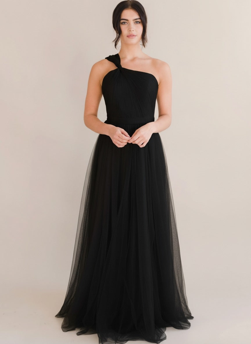 Luna Bridesmaid Dress in Black Tulle