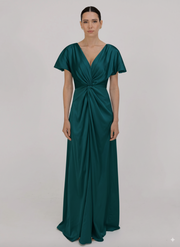 Camilla Bridesmaid Dress in Emerald Dawn Satin