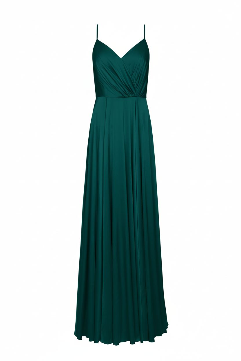 Isla Bridesmaid Dress in Emerald Dawn Satin