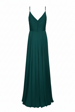 Isla Bridesmaid Dress in Emerald Dawn Satin