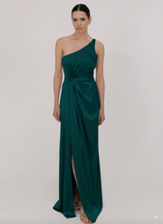 Greta Bridesmaid Dress in Emerald Dawn Satin