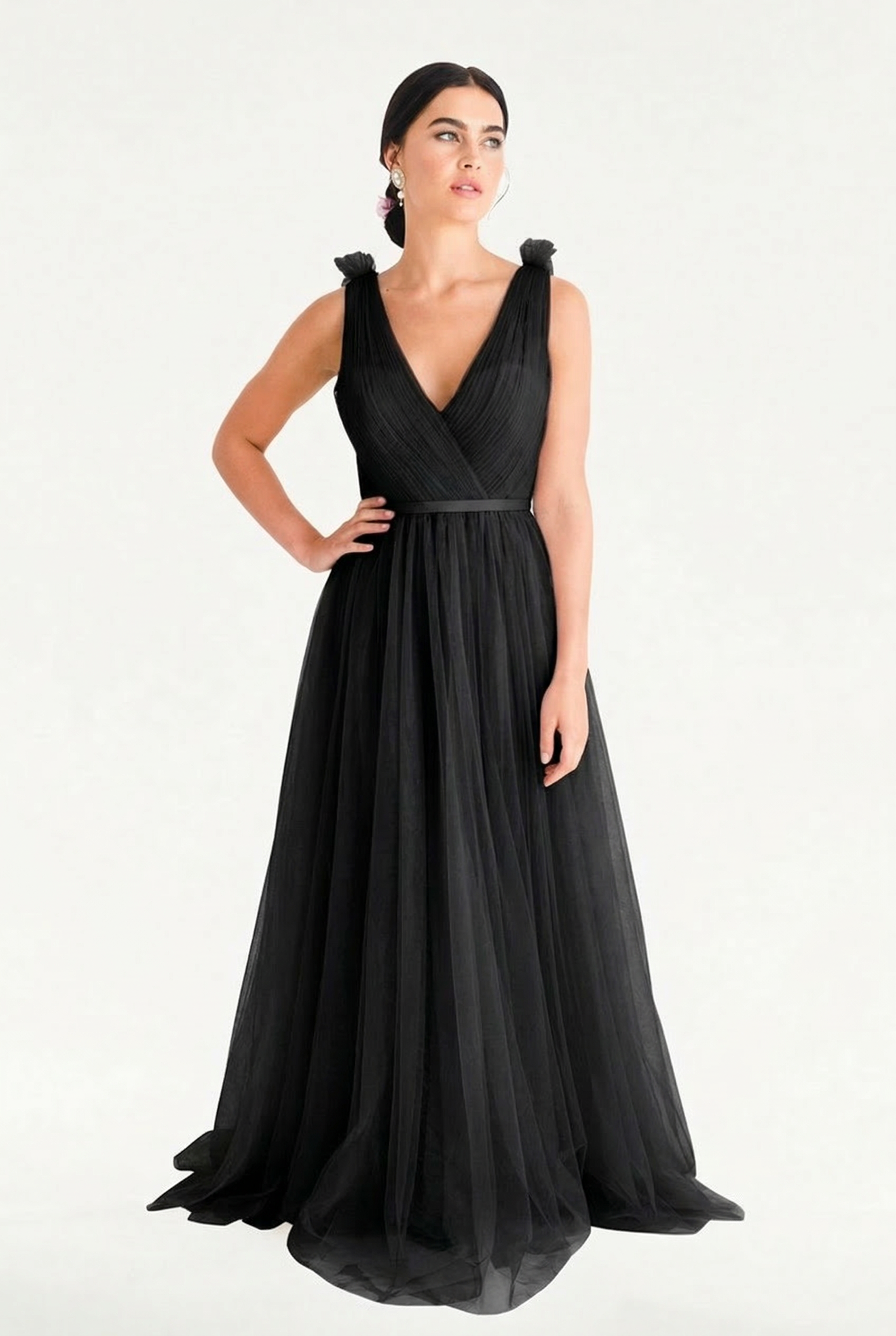 Grace Bridesmaid Dress in Black Tulle