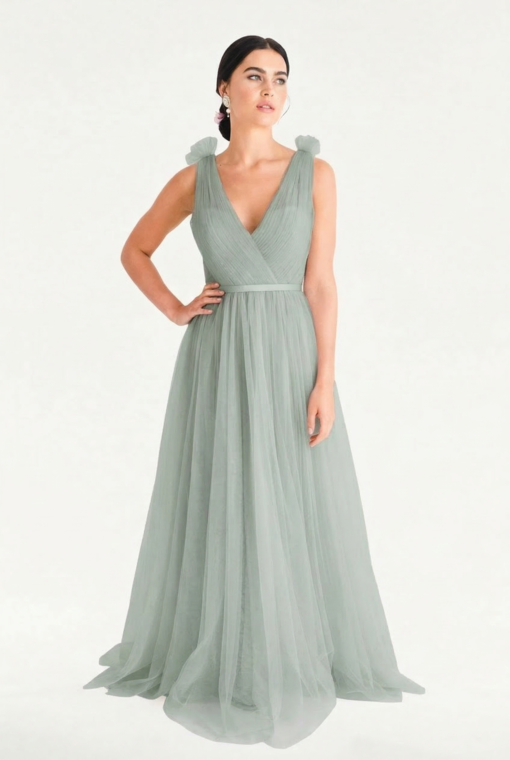 Grace Bridesmaid Dress in Dusty Eucalyptus Tulle