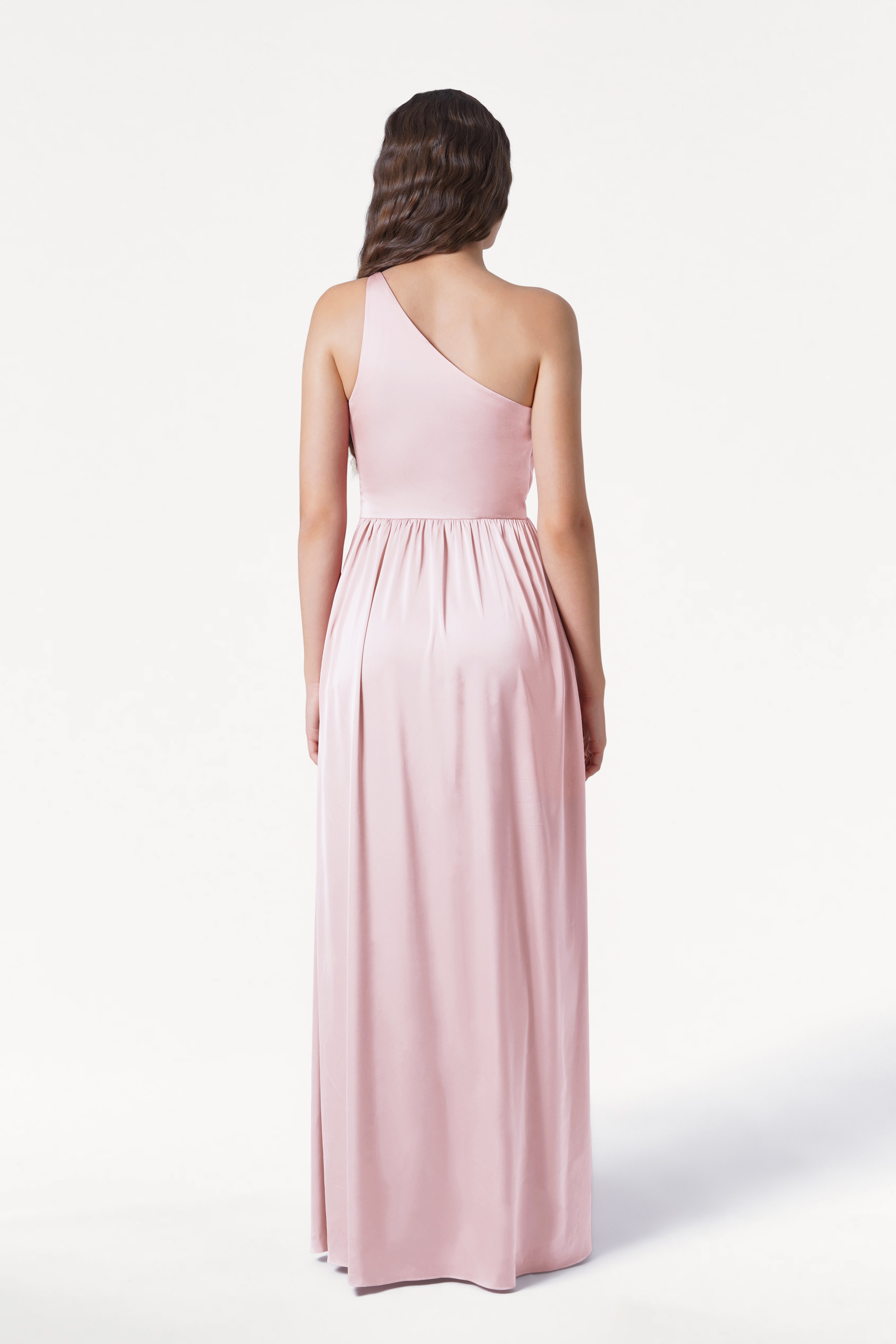 Greta Bridesmaid Dress in Blush Pink Satin