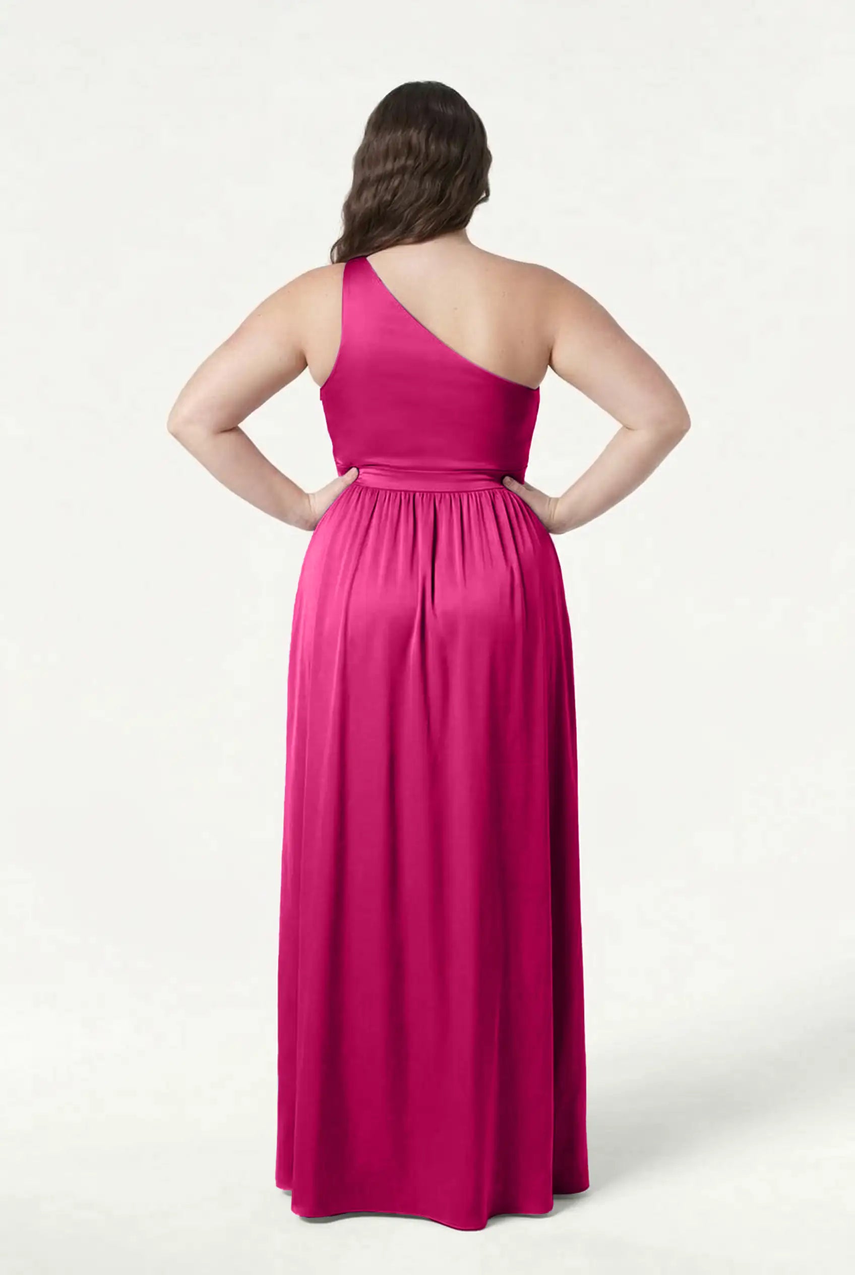 Greta Bridesmaid Dress in Cerise Satin