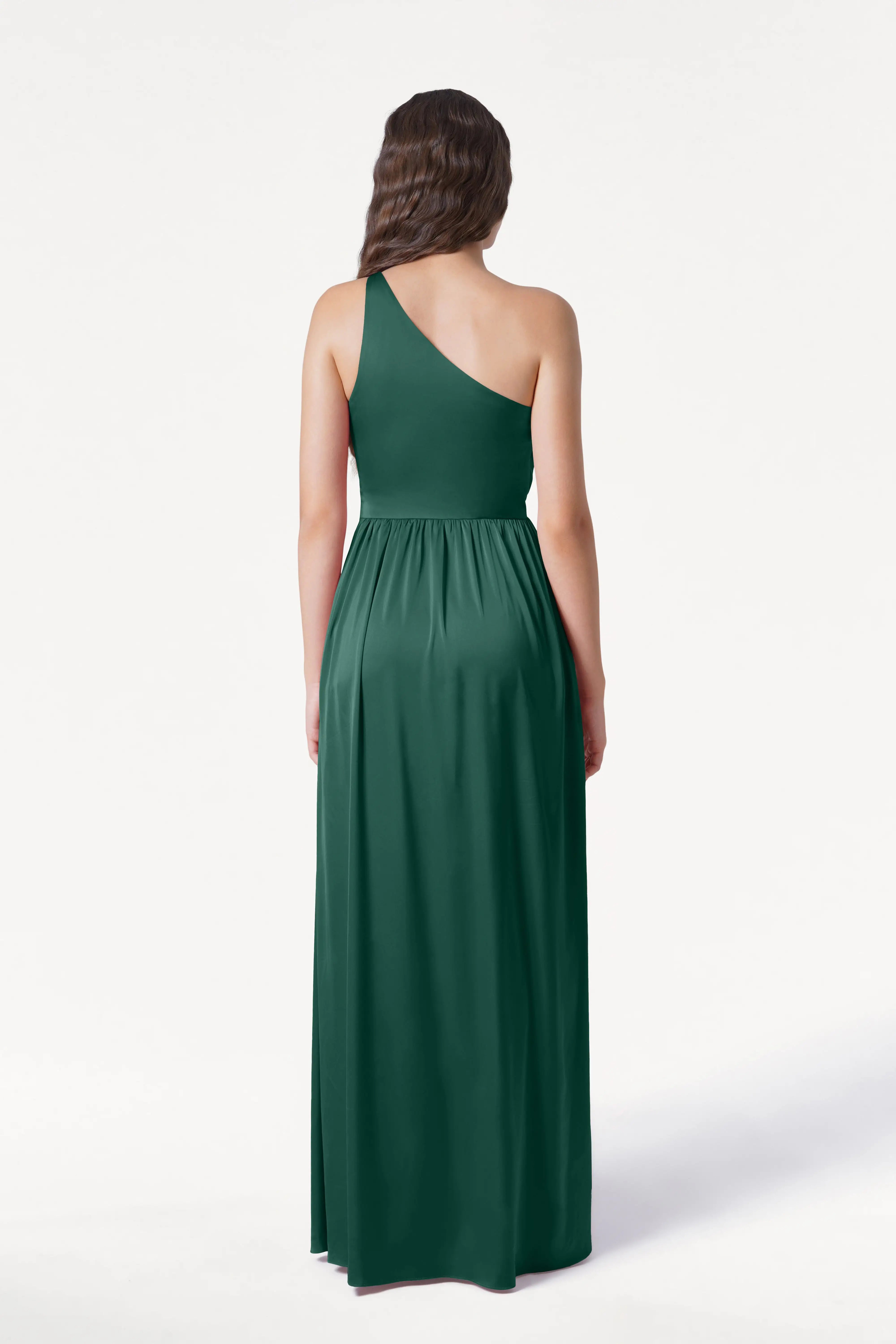 Greta Bridesmaid Dress in Forest Green Satin