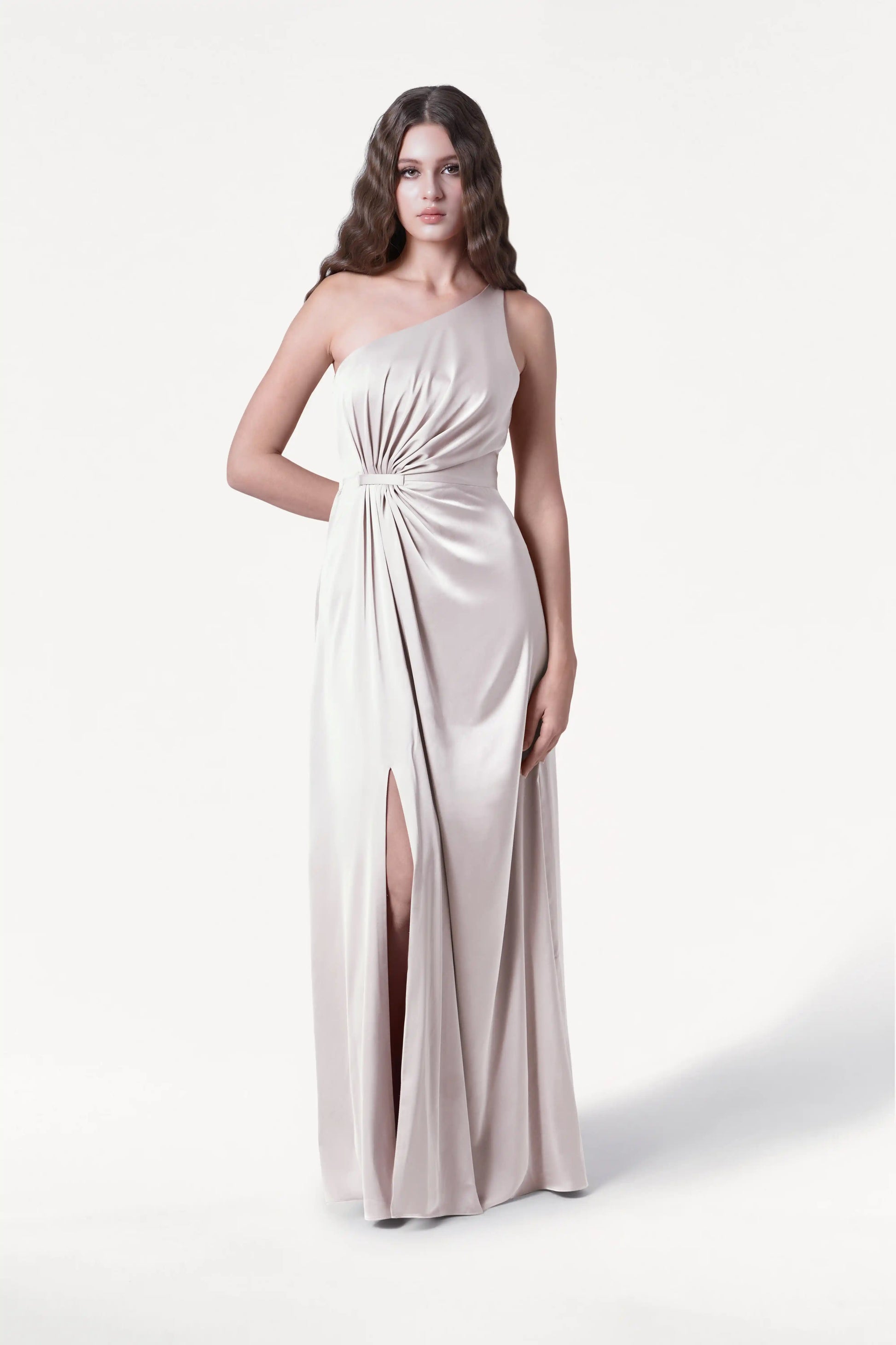 Greta Bridesmaid Dress in Oyster Satin