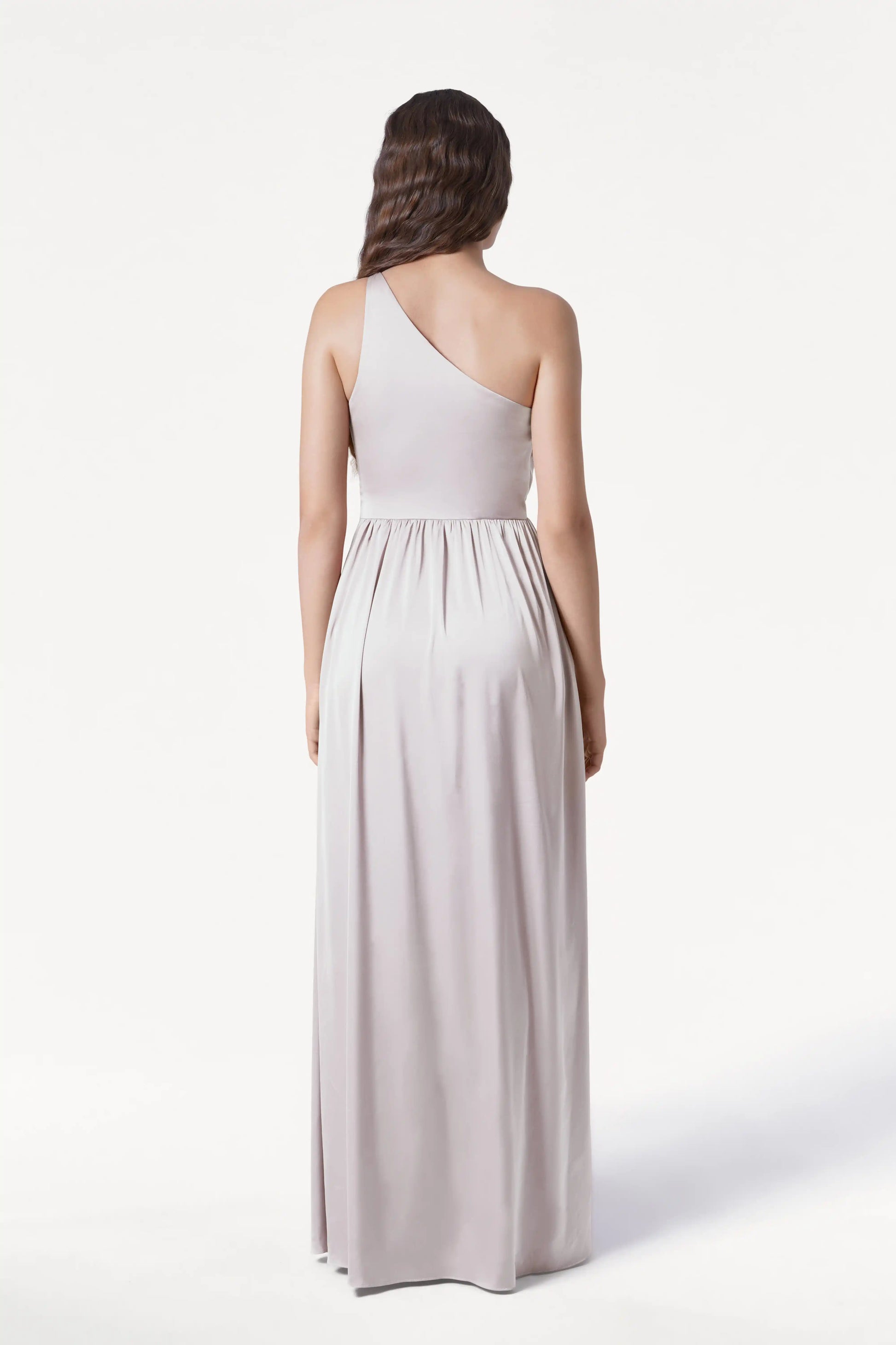 TH&TH Greta One Shoulder Bridesmaid Dress In Oyster Satin