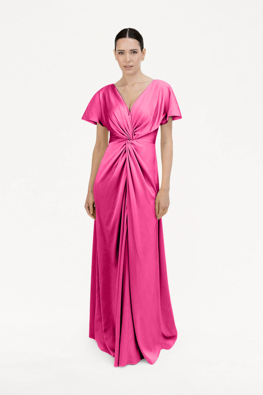 Camilla Bridesmaid Dress in Cerise Satin
