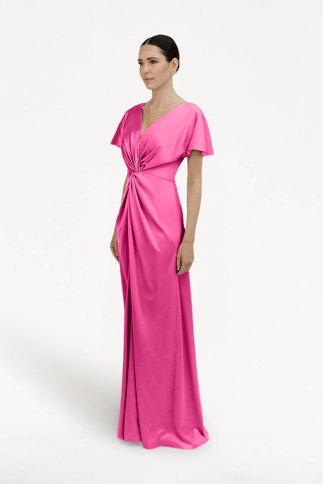 Camilla Bridesmaid Dress in Cerise Satin
