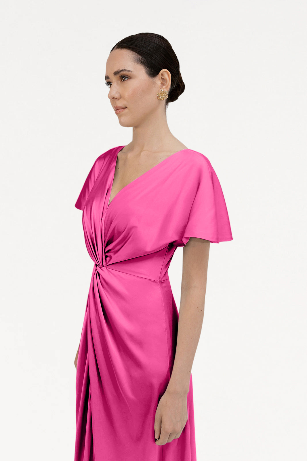 Camilla Bridesmaid Dress in Cerise Satin