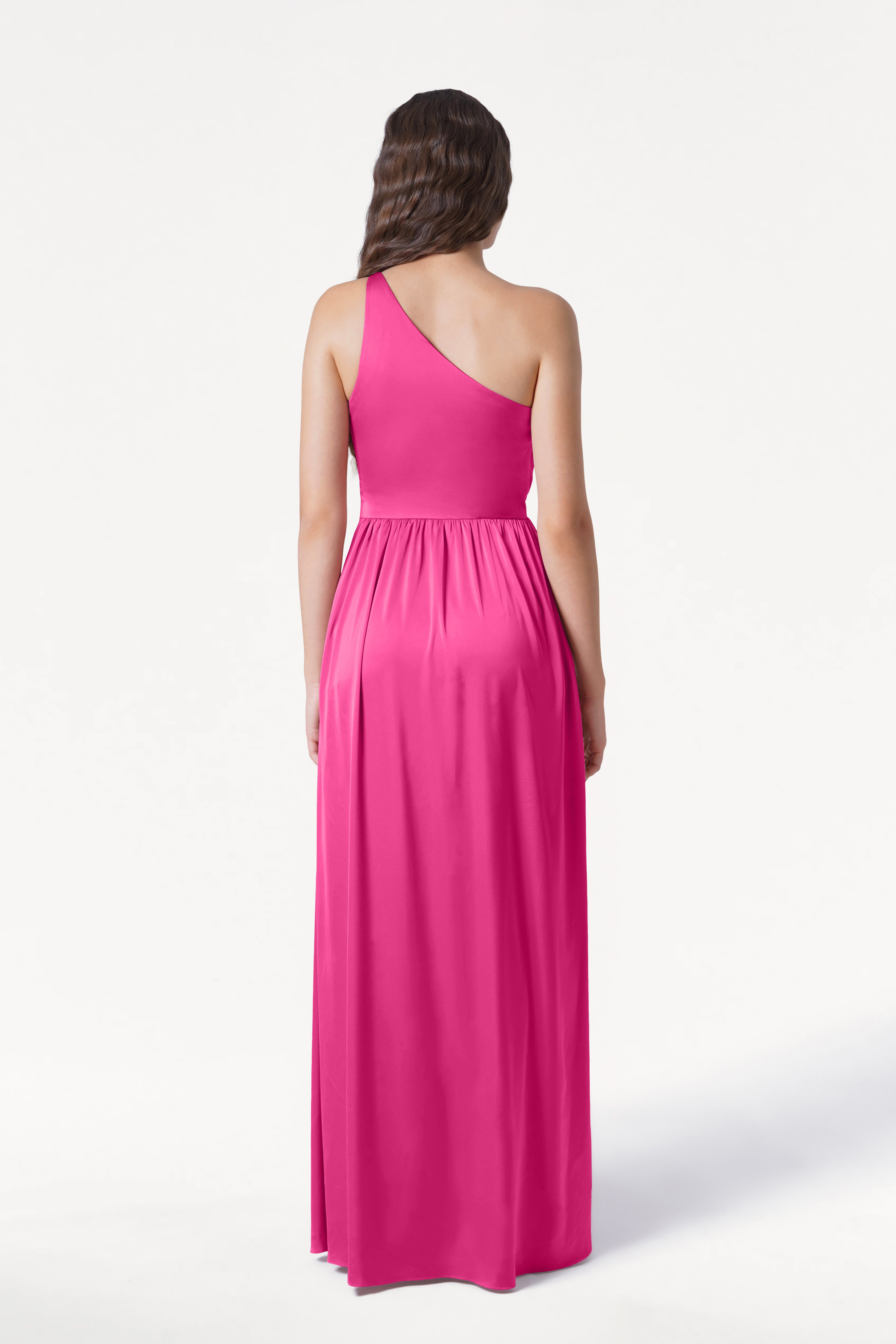 Greta Bridesmaid Dress in Cerise Satin