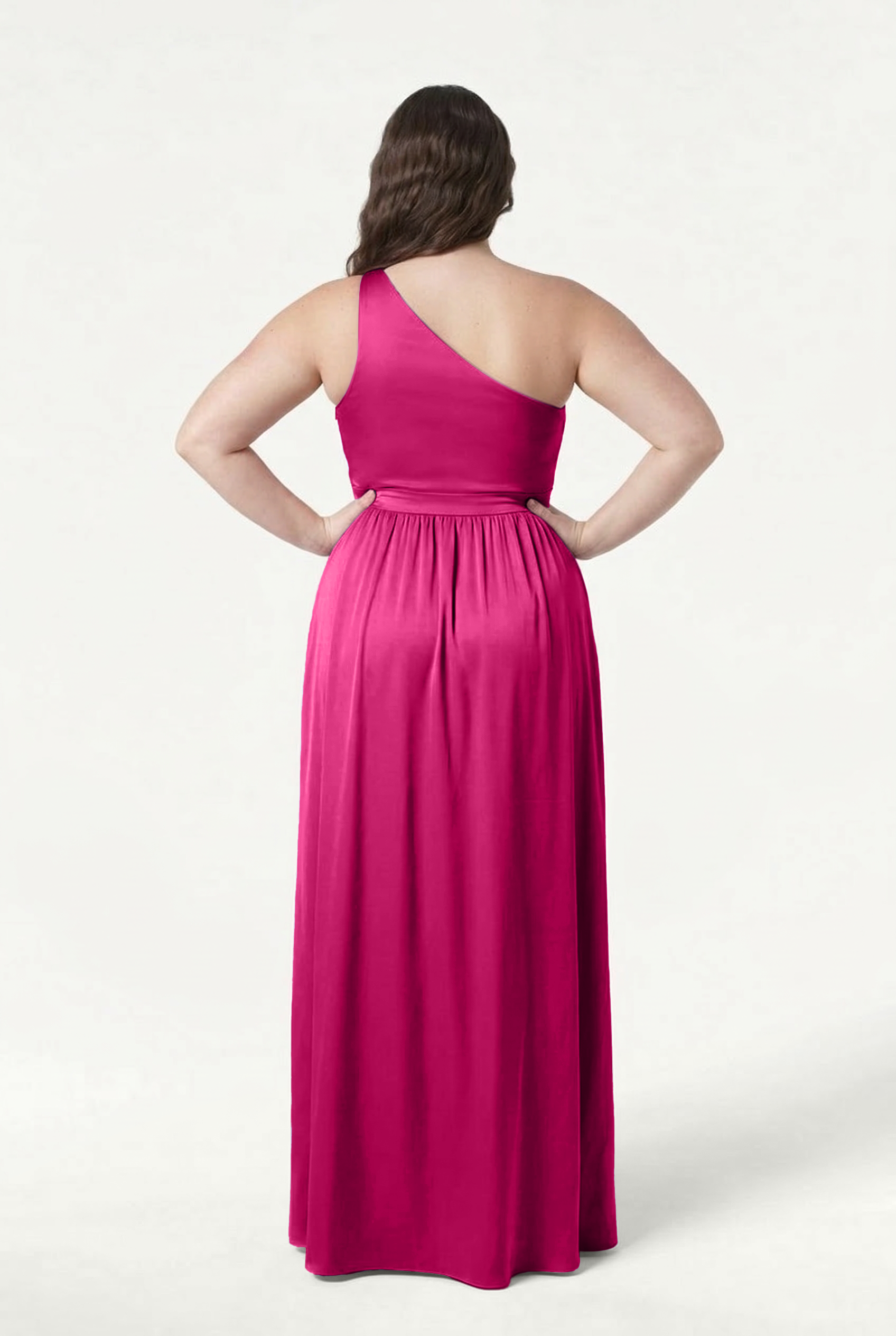 Greta Bridesmaid Dress in Cerise Satin