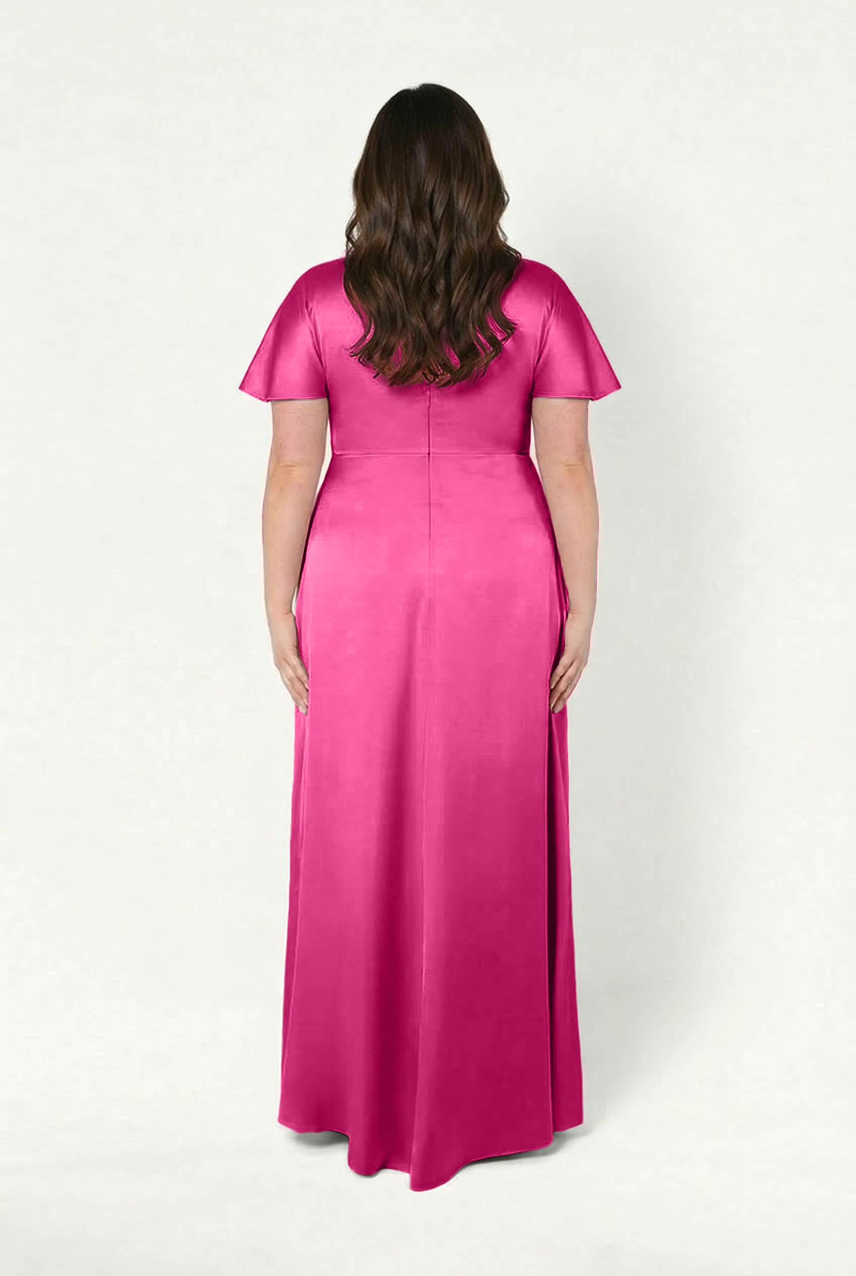 Camilla Bridesmaid Dress in Cerise Satin
