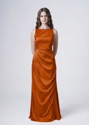 Nala Bridesmaid Dress in Terracotta Satin