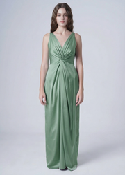 Carmen Bridesmaid Dress in Sage Green Satin