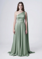Lyra Bridesmaid Dress in Sage Green Satin