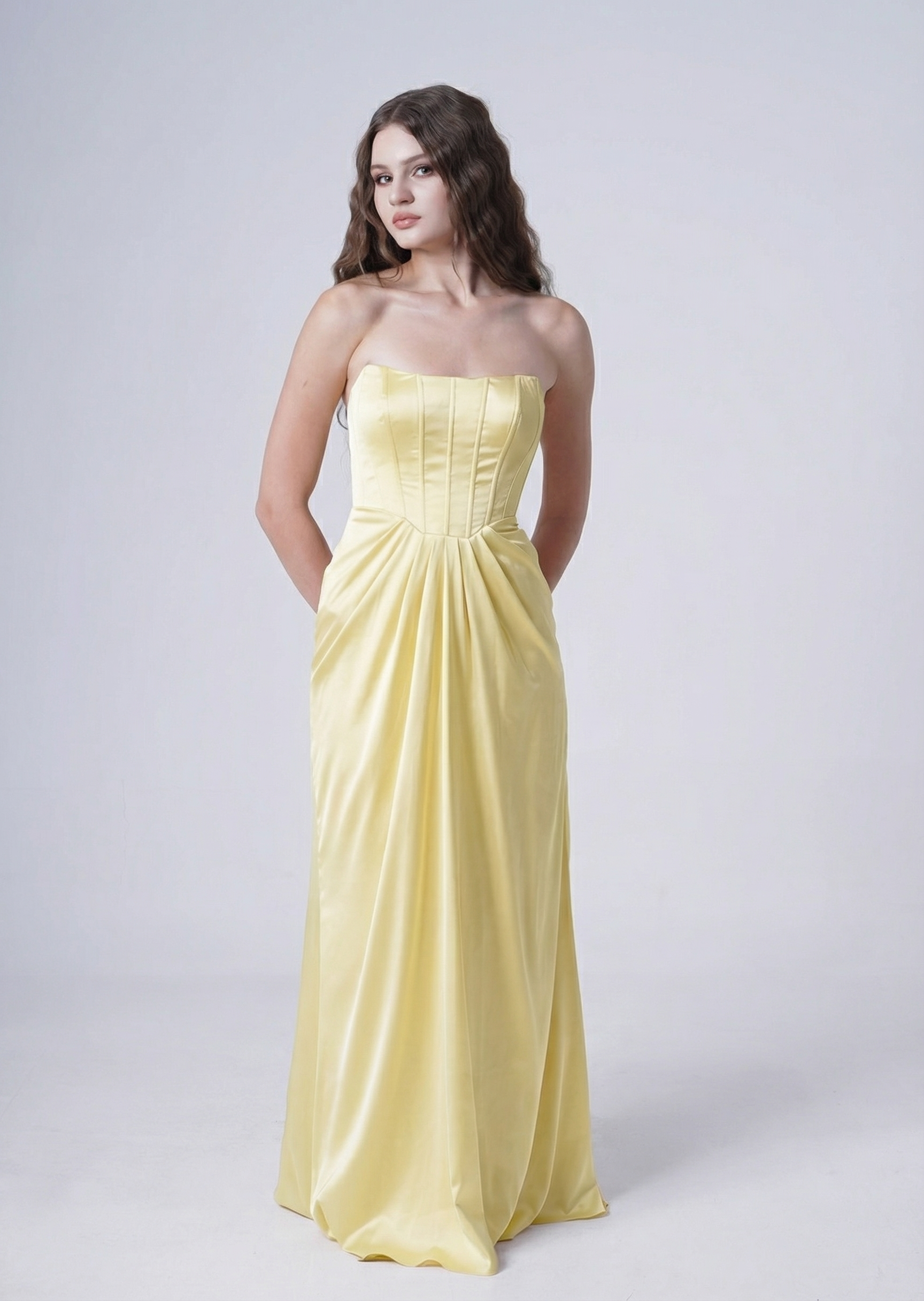 Selena Bridesmaid Dress in Limoncello Satin