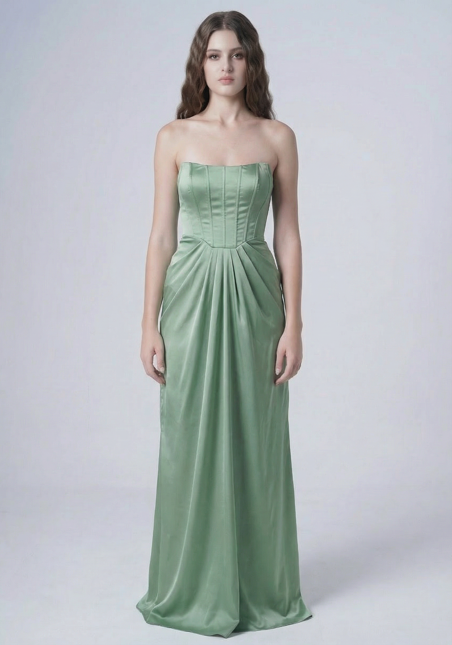 Selena Bridesmaid Dress in Sage Green Satin