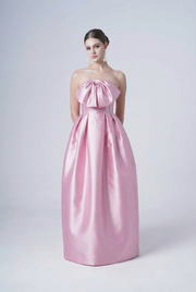 Ophelia Bridesmaid Dress in Bubblegum Pink Satin Twill