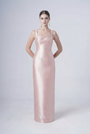 Savoy Bridesmaid Dress in Blush Pink Satin Twill