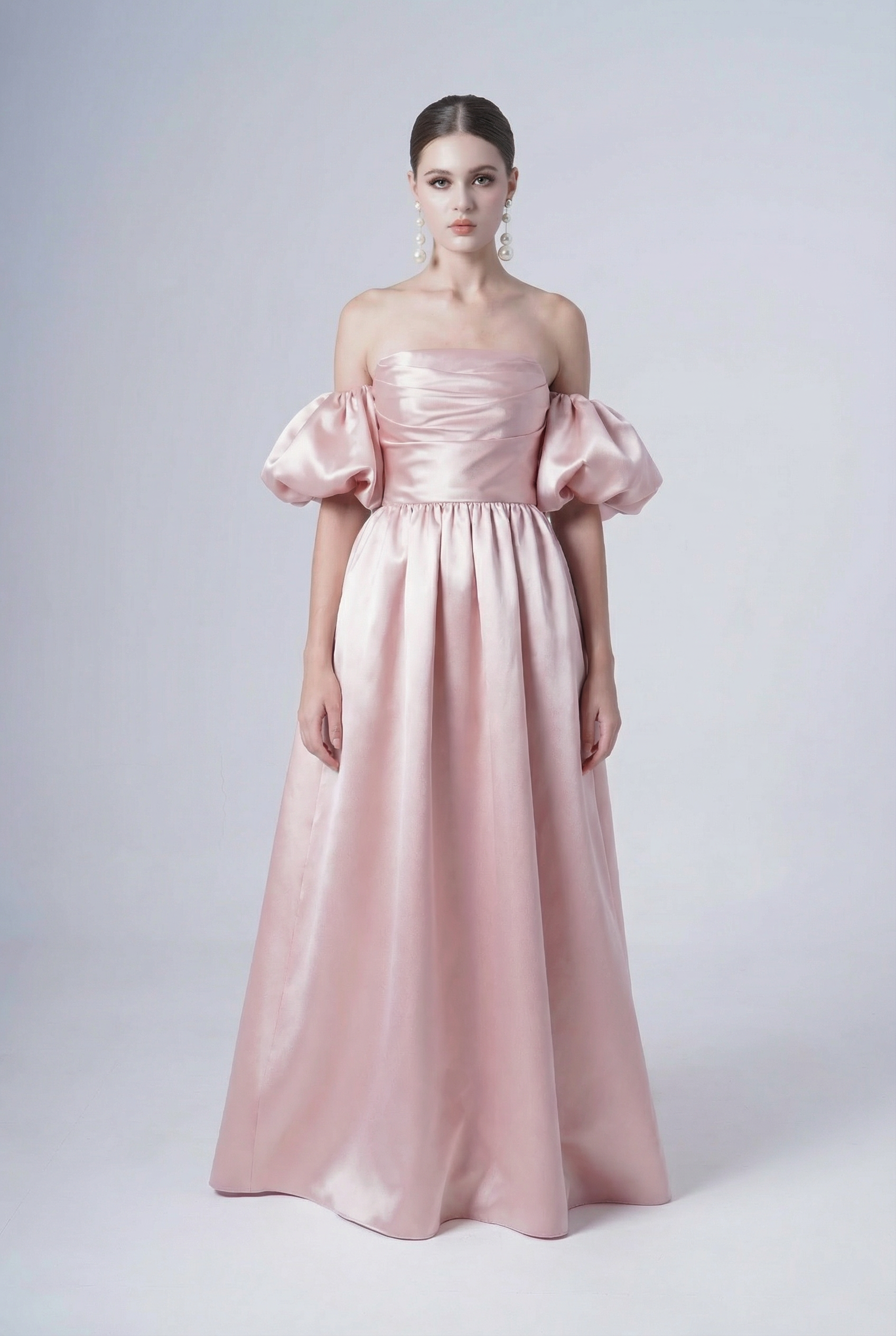 Blair Bridesmaid Dress in Blush Pink Satin Twill