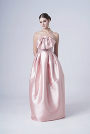 Ophelia Bridesmaid Dress in Blush Pink Satin Twill