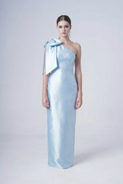 Ritz Bridesmaid Dress in Frosted Blue Satin Twill
