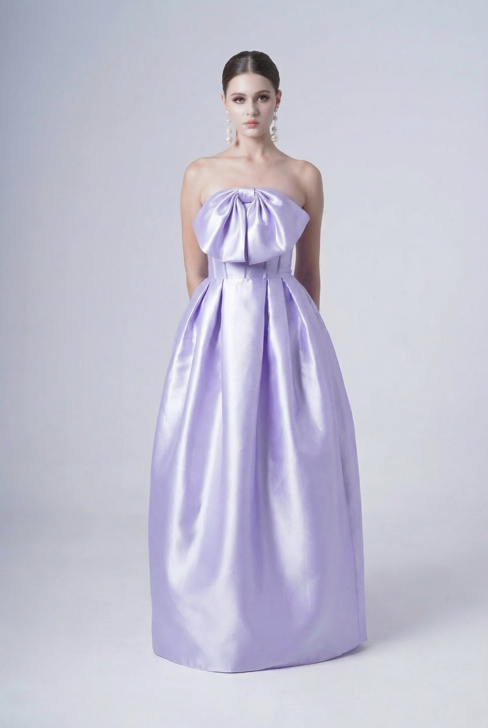 Ophelia Bridesmaid Dress in Lilac Mist Satin Twill