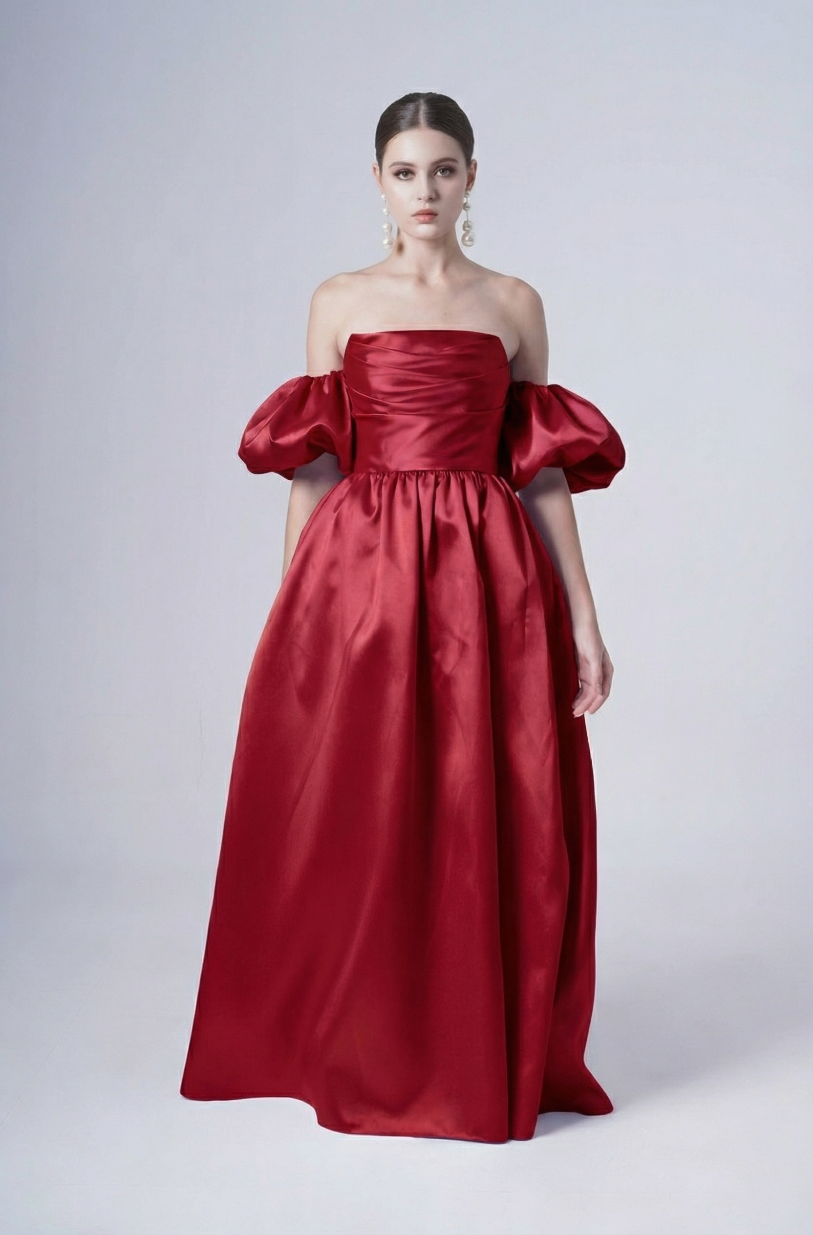 Blair Bridesmaid Dress in Dark Cherry Satin Twill