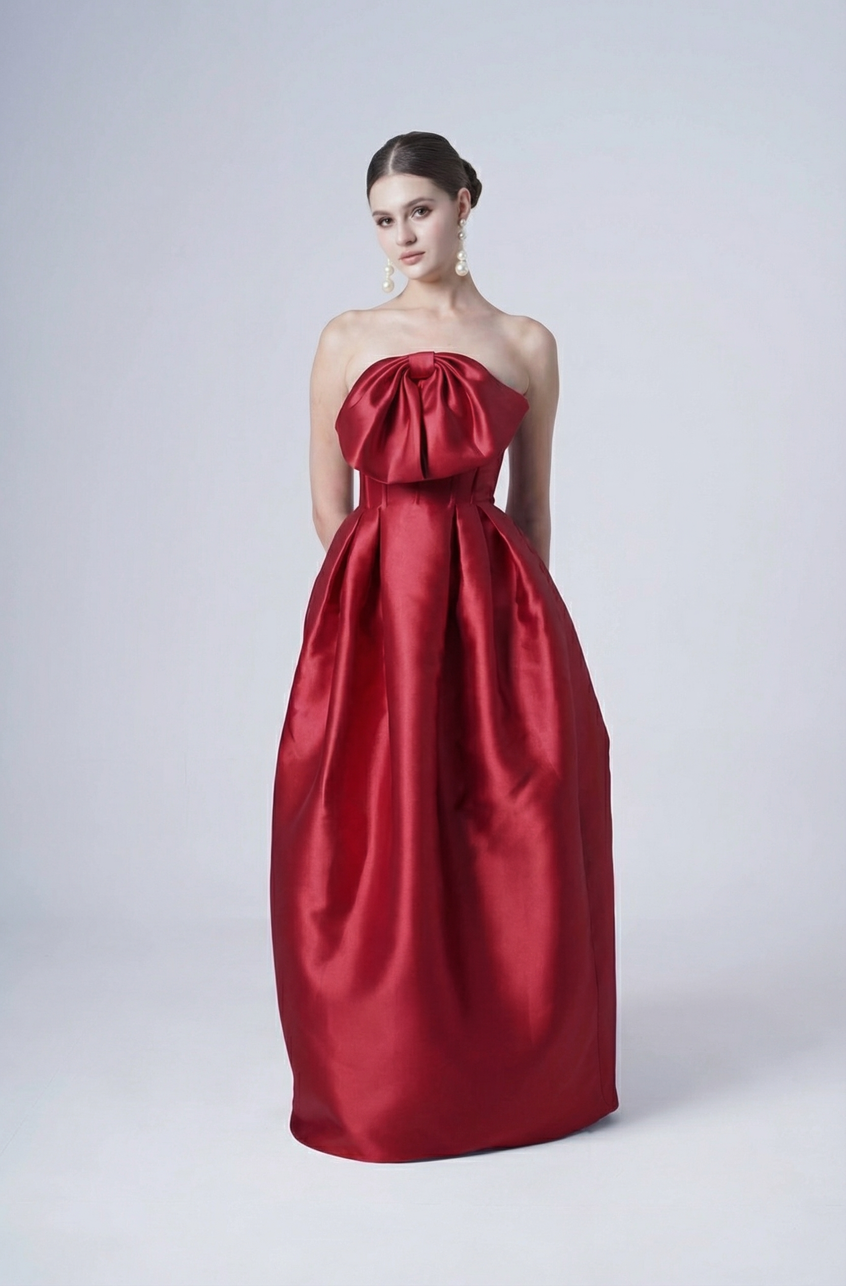 Ophelia Bridesmaid Dress in Dark Cherry Satin Twill