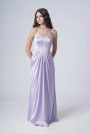 Selena Bridesmaid Dress in Violet Satin
