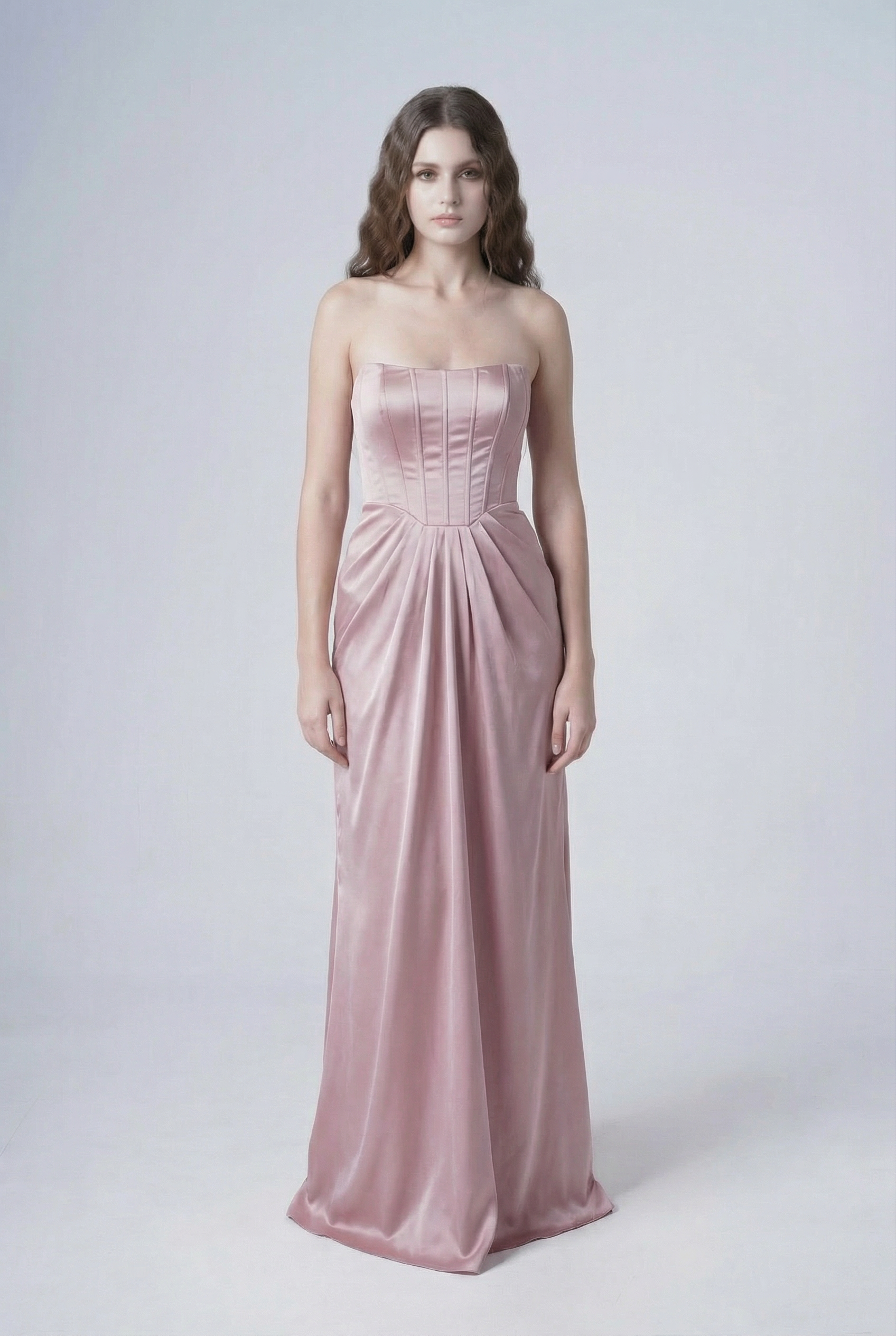 Selena Bridesmaid Dress in Smoked Blush Satin