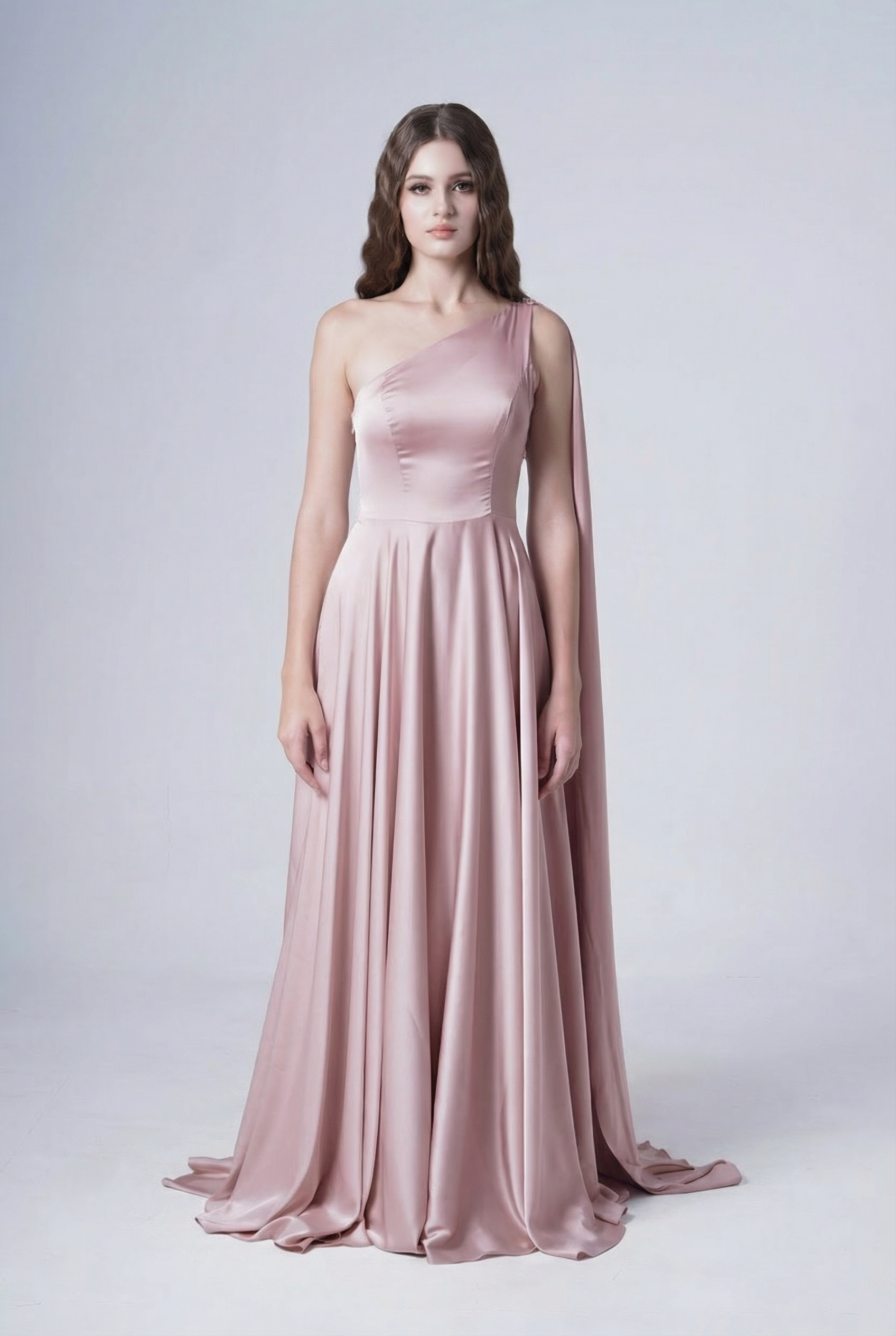 Lyra Bridesmaid Dress in Smoked Blush Satin