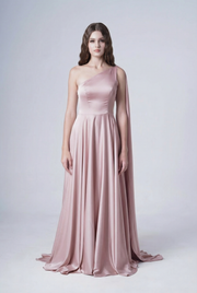Lyra Bridesmaid Dress in Smoked Blush Satin