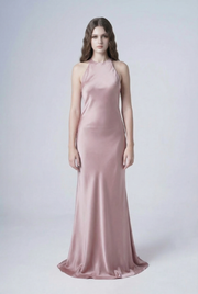 Mira Bridesmaid Dress in Smoked Blush Satin