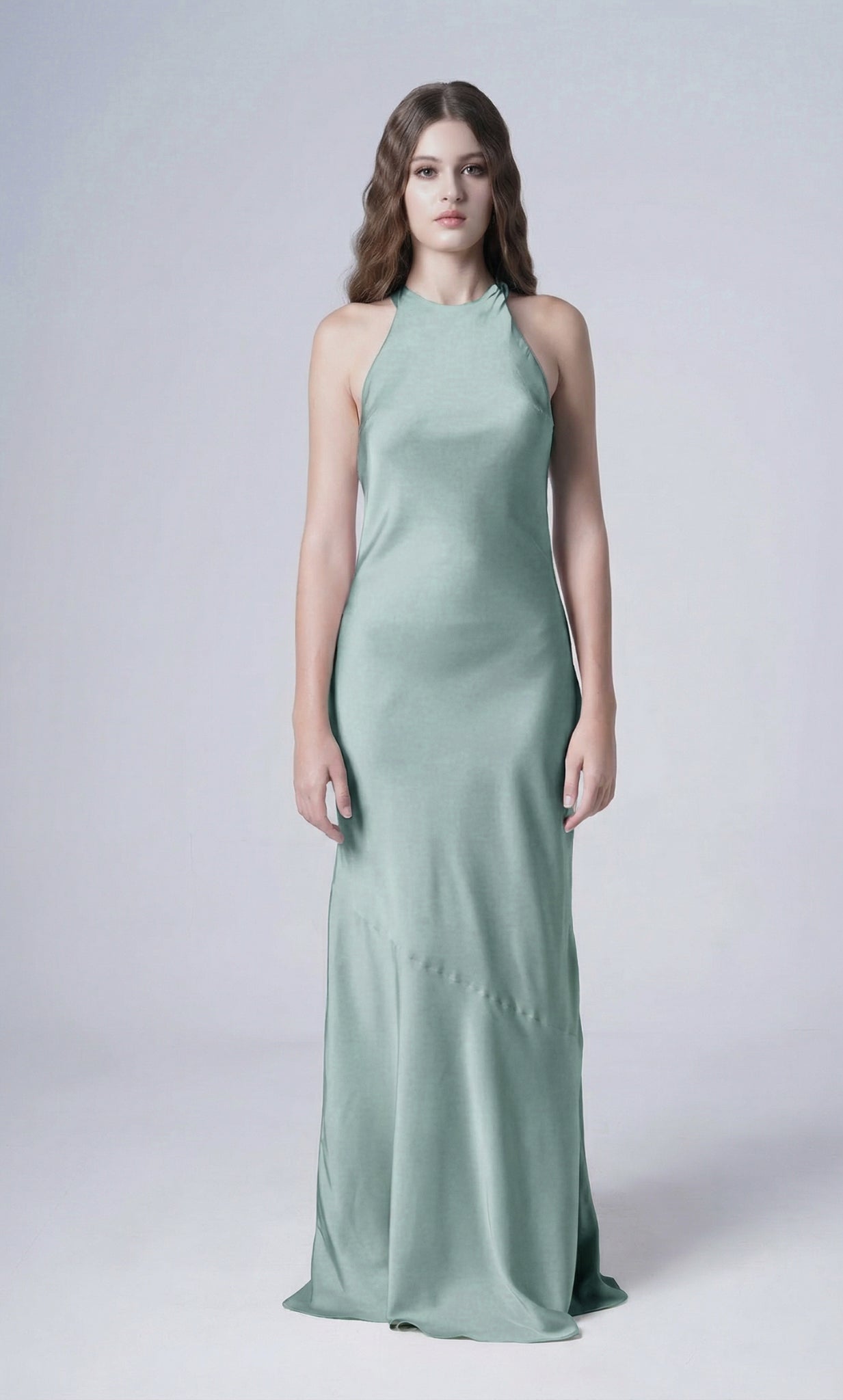 Mira Bridesmaid Dress in Dusty Eucalyptus Satin