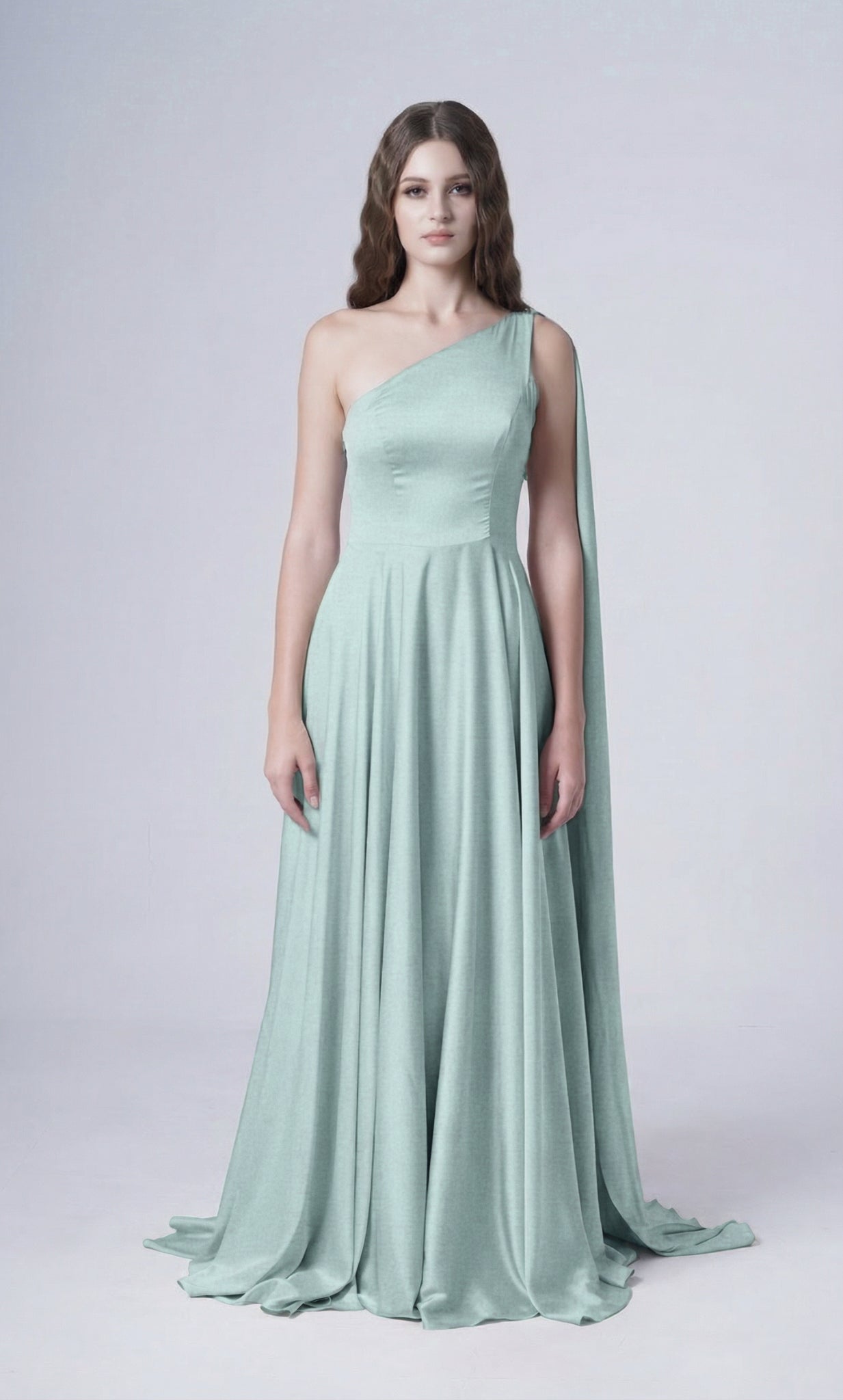 Lyra Bridesmaid Dress in Dusty Eucalyptus Satin