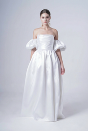 Blair Bridesmaid Dress in Ivory Satin Twill