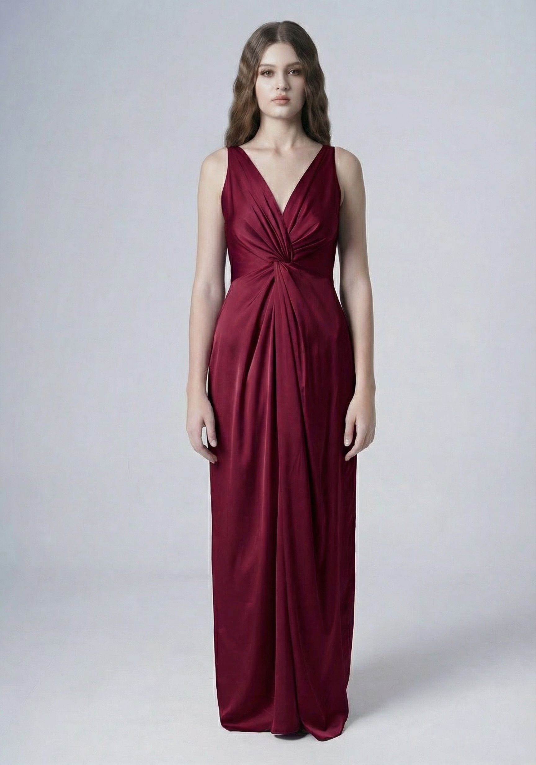 Carmen Bridesmaid Dress in Merlot Satin