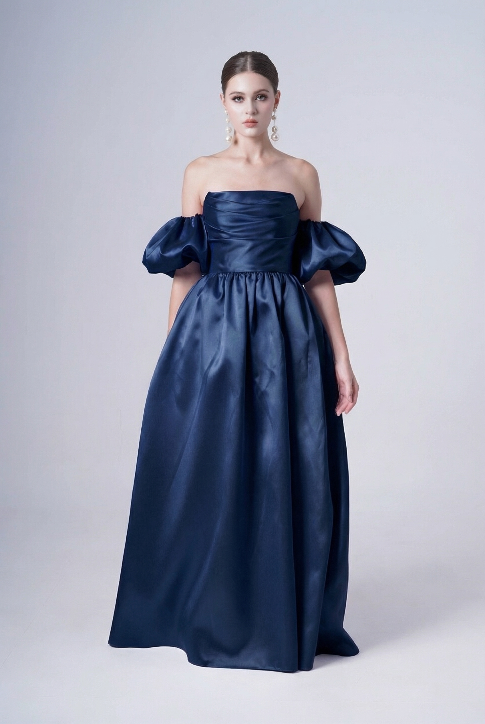 Blair Bridesmaid Dress in Navy Satin Twill