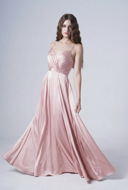 Isla Bridesmaid Dress in Blush Pink Satin